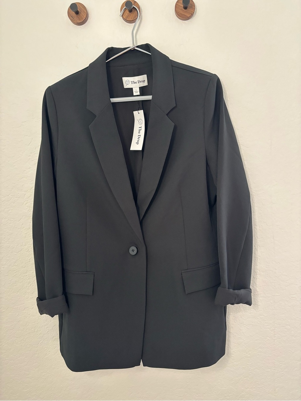 The Drop Women's Black Single-Button Blazer